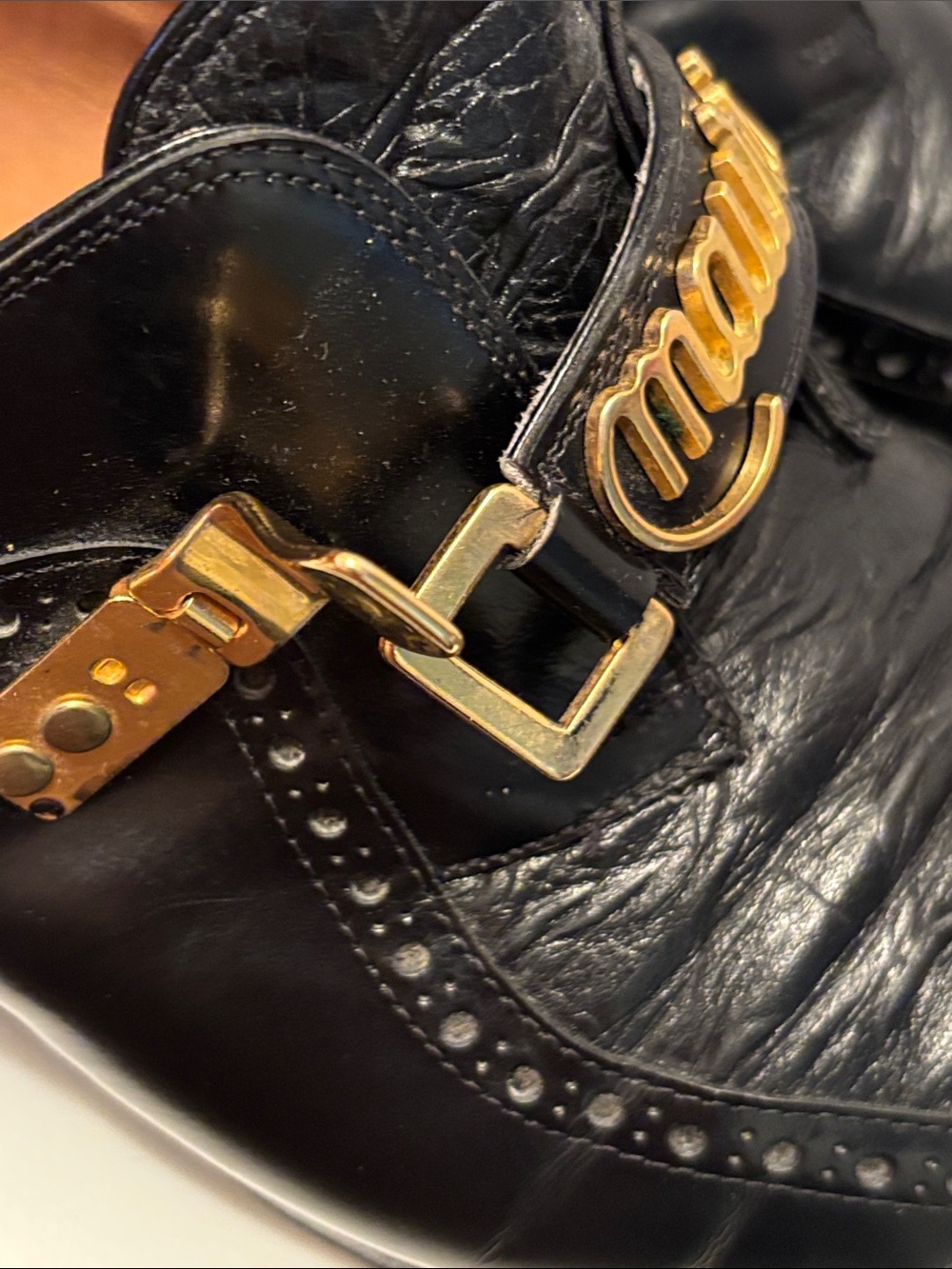 Men's Italian Black Leather Dress Loafers with Gold Accent MAURI 11 - Picture 11 of 14